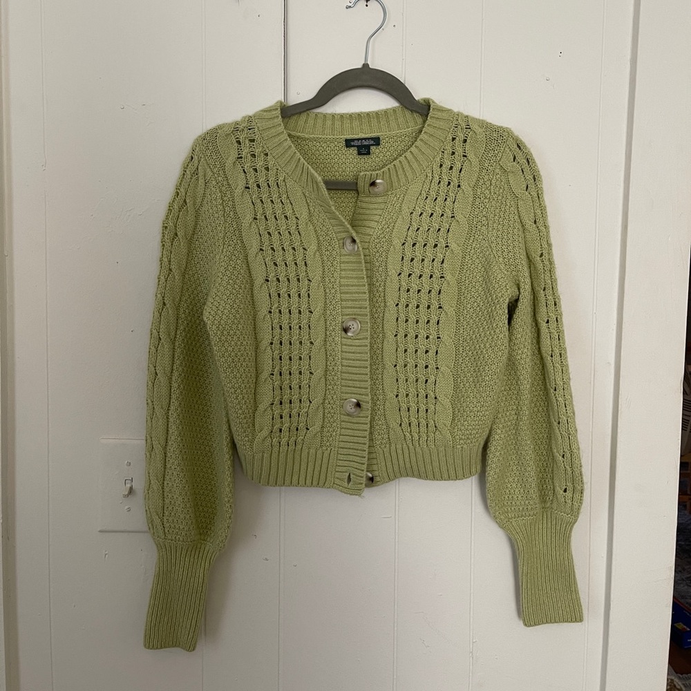 Button-Front Cardigan Green